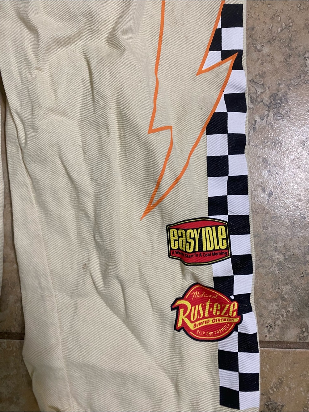 Disney Pixar Cars Lightning McQueen Khaki Mechanic Kids Embroidered Jumpsuit 4T - Picture 9 of 16